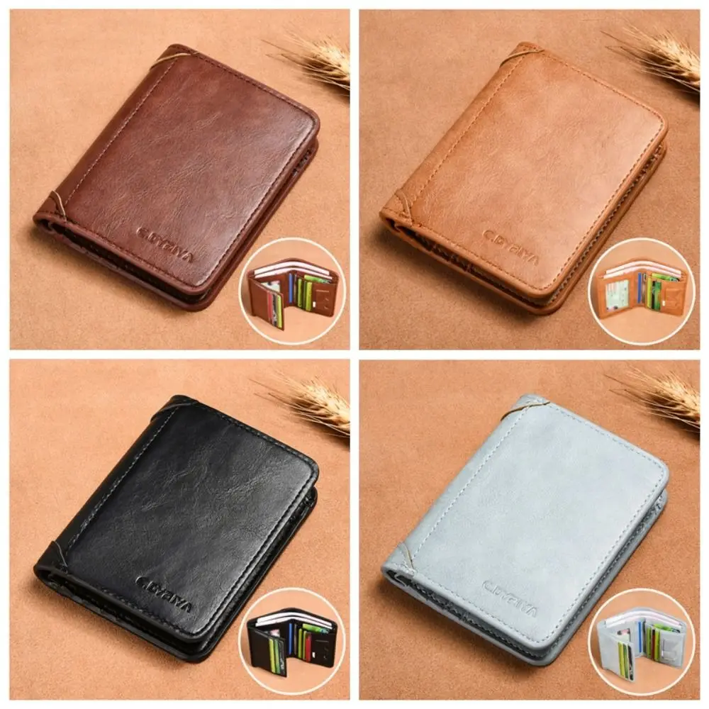 Elegant Purse Men PU Wallet Card Brand Folded Wallet Bag Business Clutch Bag Large Capacity Coin Purse ID Card Holder Business