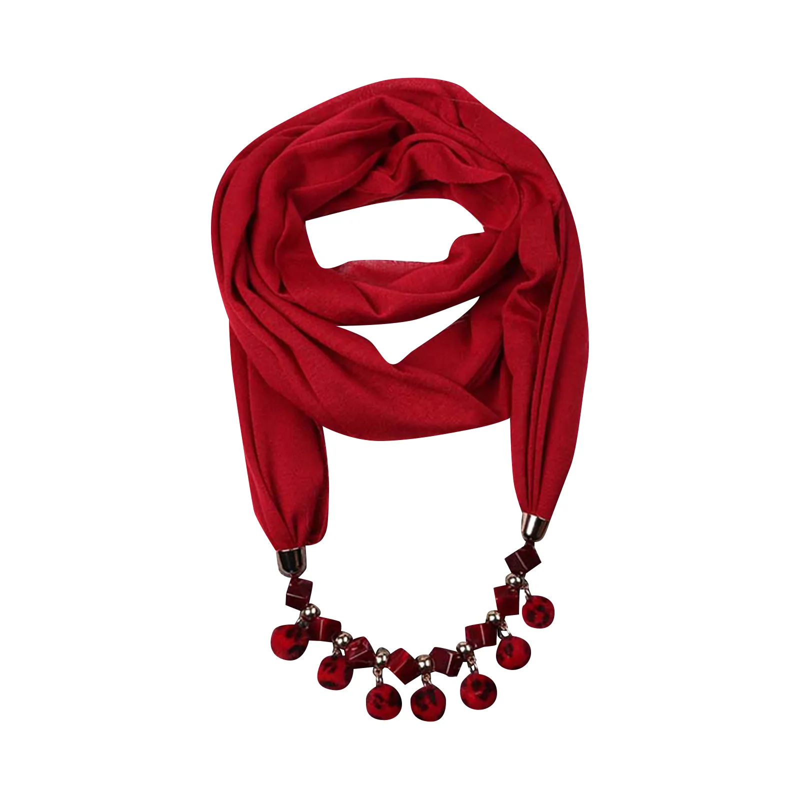 Fashion ethnic style polyester solid color collar gorgeous beads pendant jewelry necklace jewelry scarf female shawl scarf