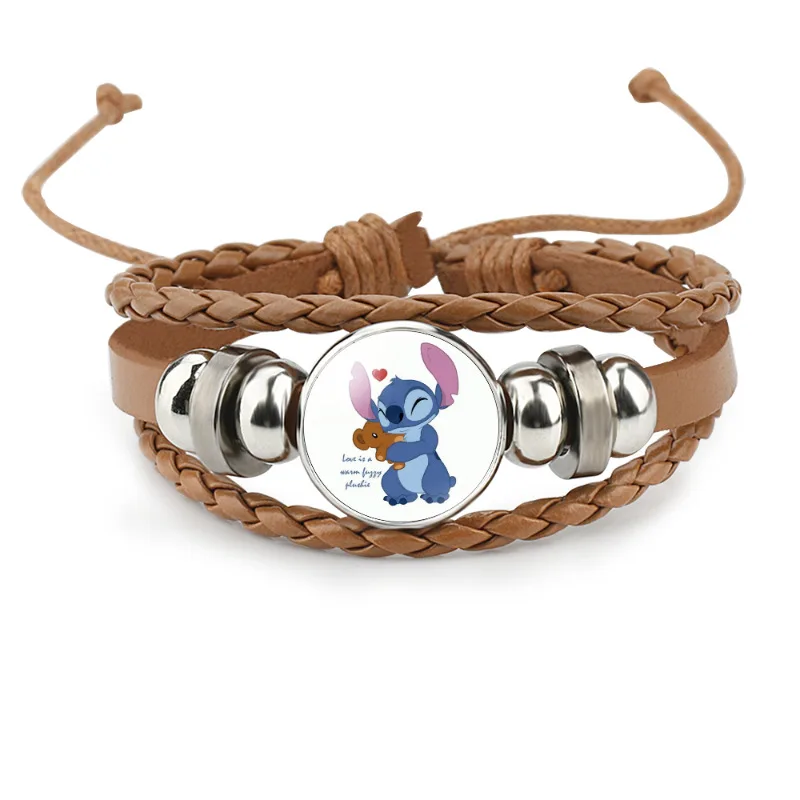 Gelang indah Disney Stitch, gelang buatan tangan rantai tali kepang lucu untuk perhiasan anak-anak, gelang Stitch dapat disesuaikan