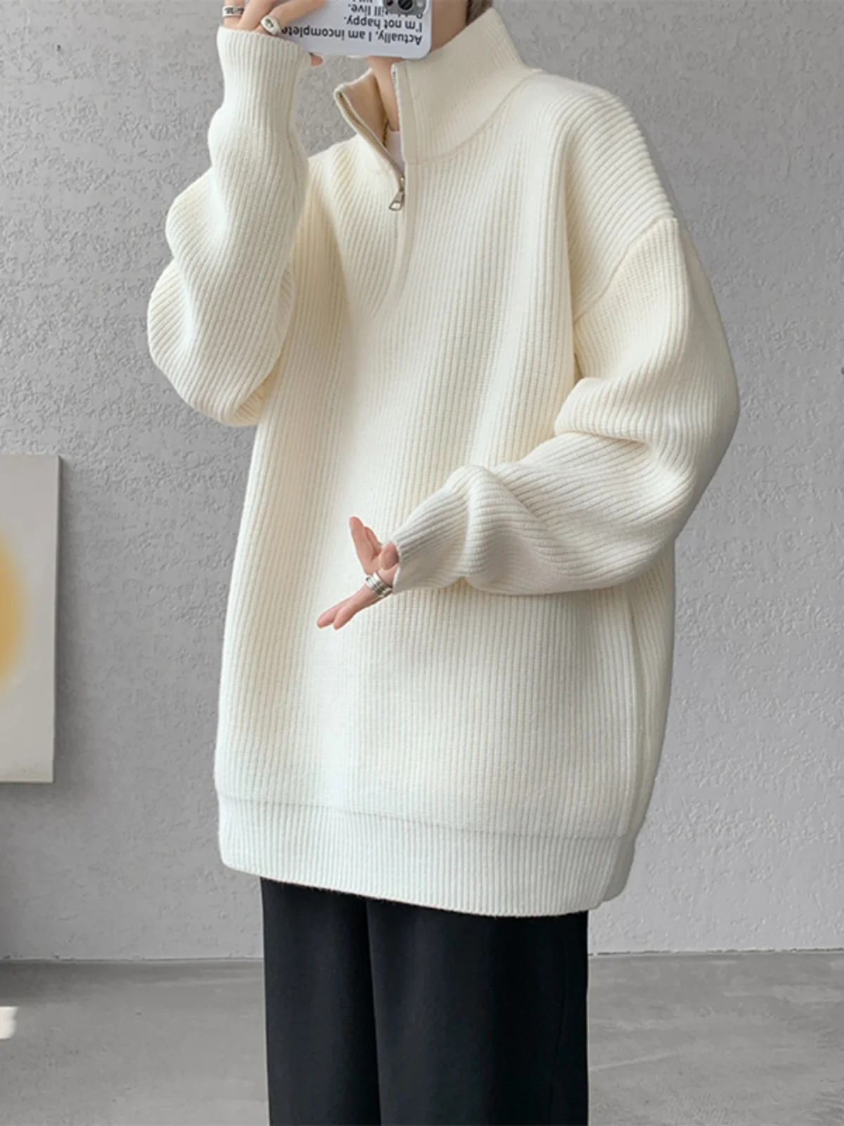 

Свободный вязаный свитер с высоким воротом, повседневная базовая одежда в американском стиле, мужская модная осенне-зимняя модель больших размеров, удобная