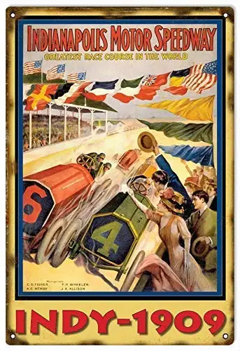 Lplpol Indianapolis Motor Speedway 1909 Reproduction Vintage Look Reproduction Metal Tin Sign sign