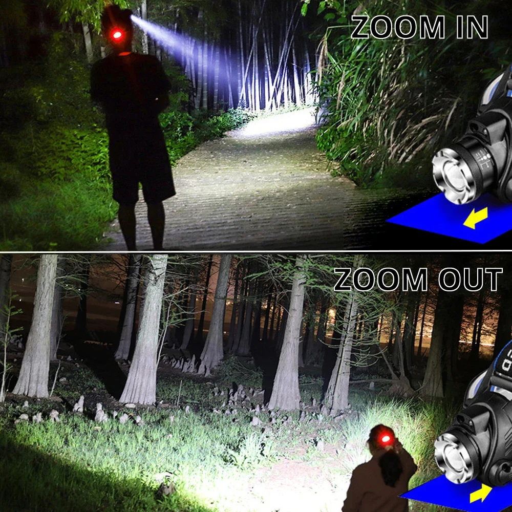 T6 Led Headlamp Fishing Head Lamp 3 Modes Zoom Lamp Waterproof Super Bright Camping Light Powered By 2x18650 Batteries