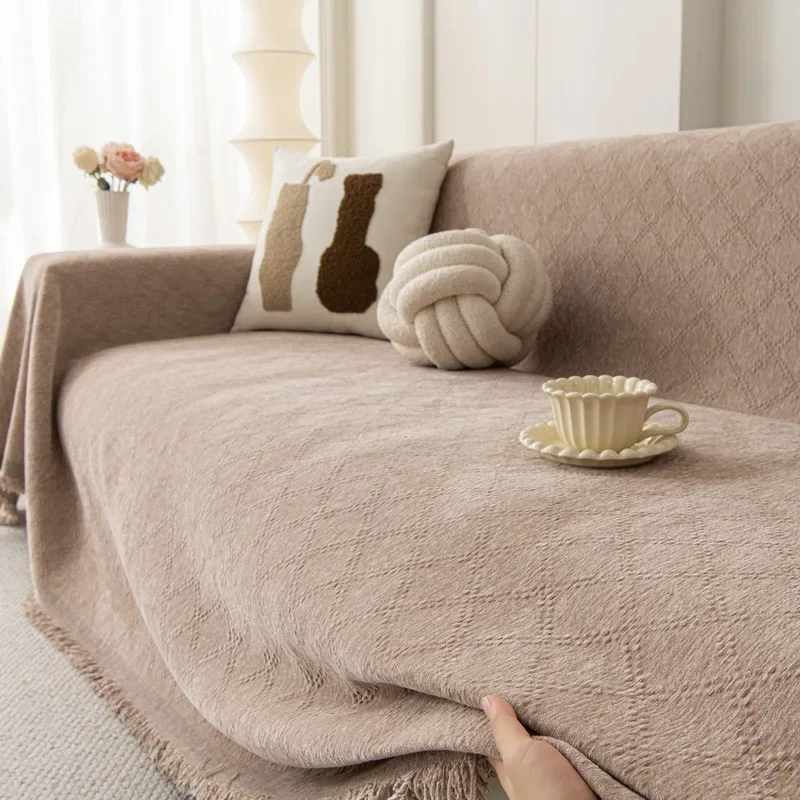 Nordic Style Chenille Sofa Cover, Anti-cat Scratch Full Coverage Slipcover, All-Season Elegant Home Decor