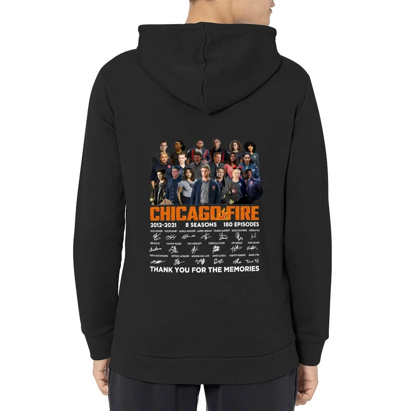 

Chicago Fire Tv series 2021 2021 8 seasons 180 episodes signatures thank you for the memories black Hoodie autumn autumn hoodie