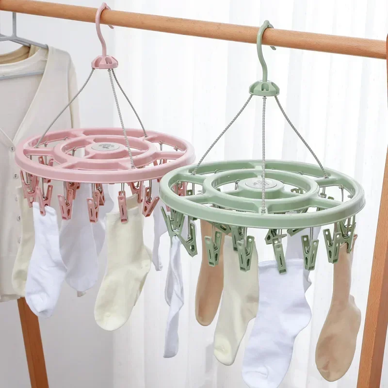 18/24 Clips Clothes Hanger Children Adults Clothes Dryer Windproof Socks Underwear Plastic Drying Rack Clothes Hanger