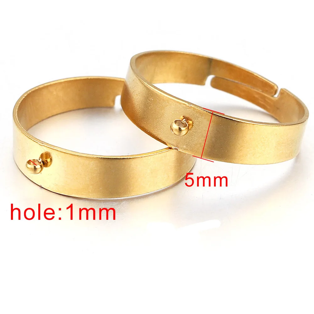 5 teile/los Edelstahl Einstellbar Leere Ring Mit Löcher Für DIY Schmuck, Der Einstellung Zubehör Charms Materialien Handwerk – Detail 7