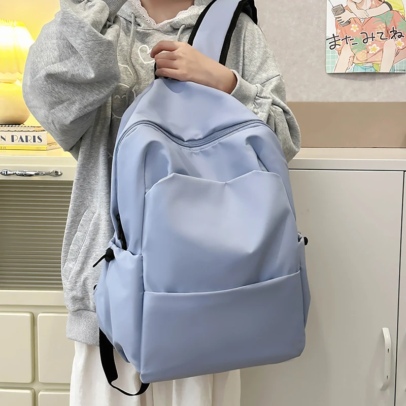 Zipper Nylon Casual Softback Solid School Bags Sewing Thread Large Capacity 2024 New High Quality Youth Bags for Women