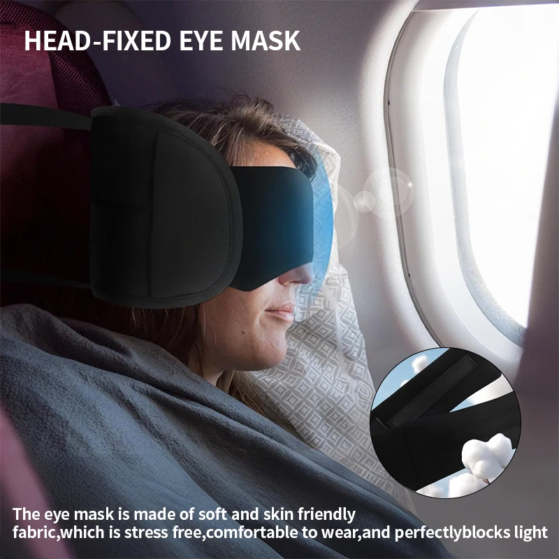 Travel Neck Pillow with Eye Mask Sleep Support Multi-Function Integrated Eye Mask Portable Foldable for Airplane Car Trips
