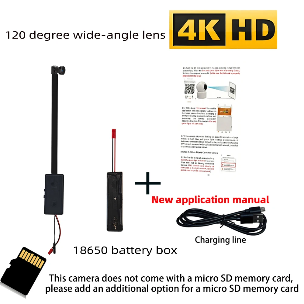 Gloednieuwe 4K HD mini WiFi-camera, ondersteunt weergave op afstand, bewegingsdetectie, lusopname, doe-het-zelf draadloze camera voor thuis
