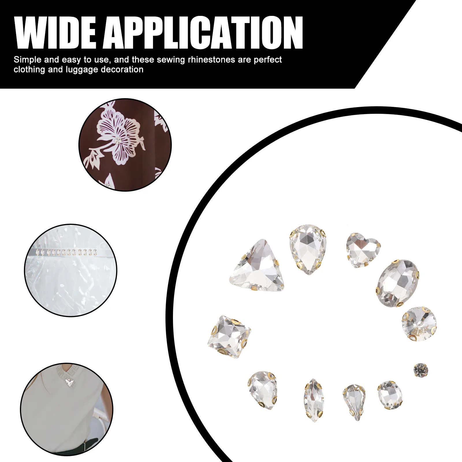 

130Pcs Sew on Glass Rhinestones Wear Resistant DIY Materials for Clothing Luggage Decoration Sew on Rhinestones