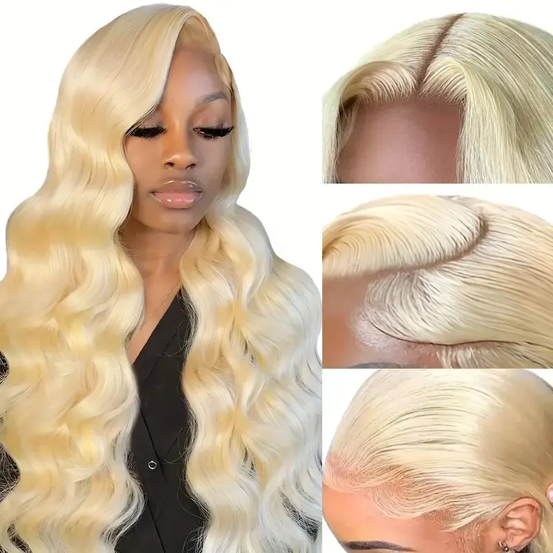 13x4 HD Lace Body Wave 34 Inches 613 Blonde Colored 13x6 Frontal Water Wave Pre-plucked For Women Human Hair Wig 150 Density