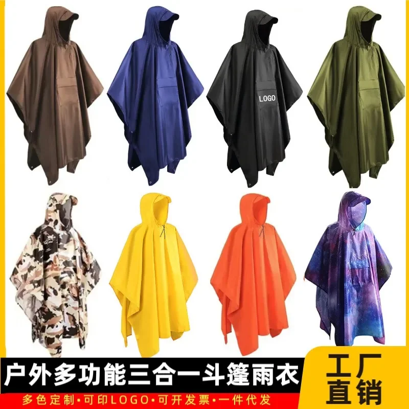 3in1 Full Poncho Adult Waterproof Cover Men's Folding Raincoats With Hood For Rain Male Poncho Coat Man Impermeable Trip Camping