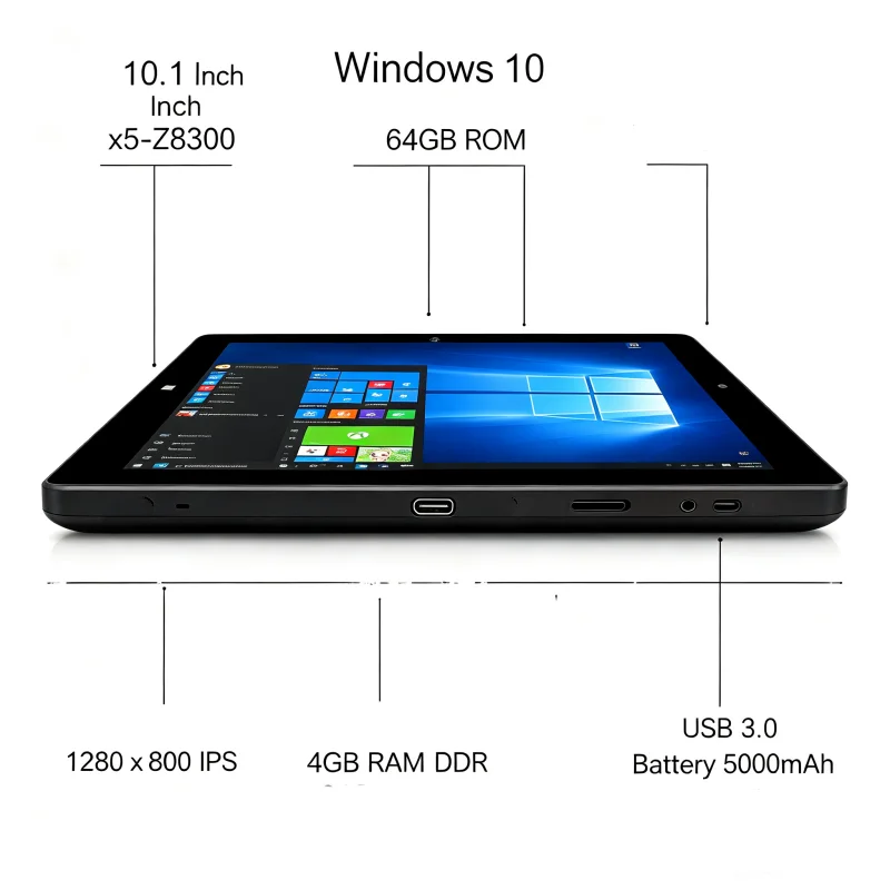 New Sales 64 Bit 10.1 Inch Tablet PC 4GB RAM 64GB ROM Windows 10 with Keyboard AR40 HDMI-Compatible 1920*1200 WIFI