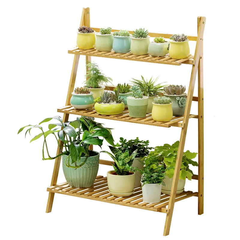 Floor-to-ceiling flower stand Balcony special stepped folding flower stand Simple flower pot Plant stand Living room multi-layer