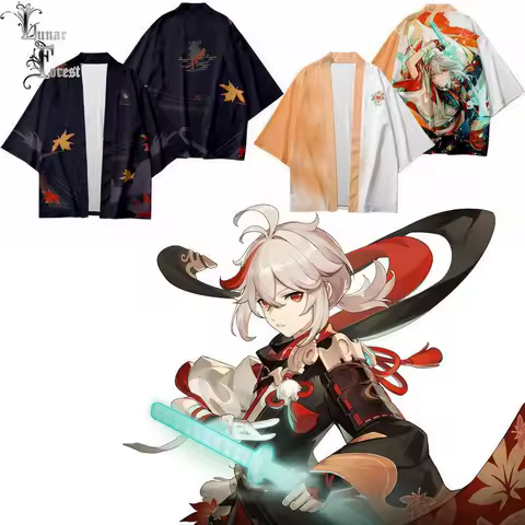 Genshin Impact Kaedehara Kazuha 3D Printing Japanese Kimono Haori Yukata Cosplay Summer Casual Cool Short Sleeve Streetwear