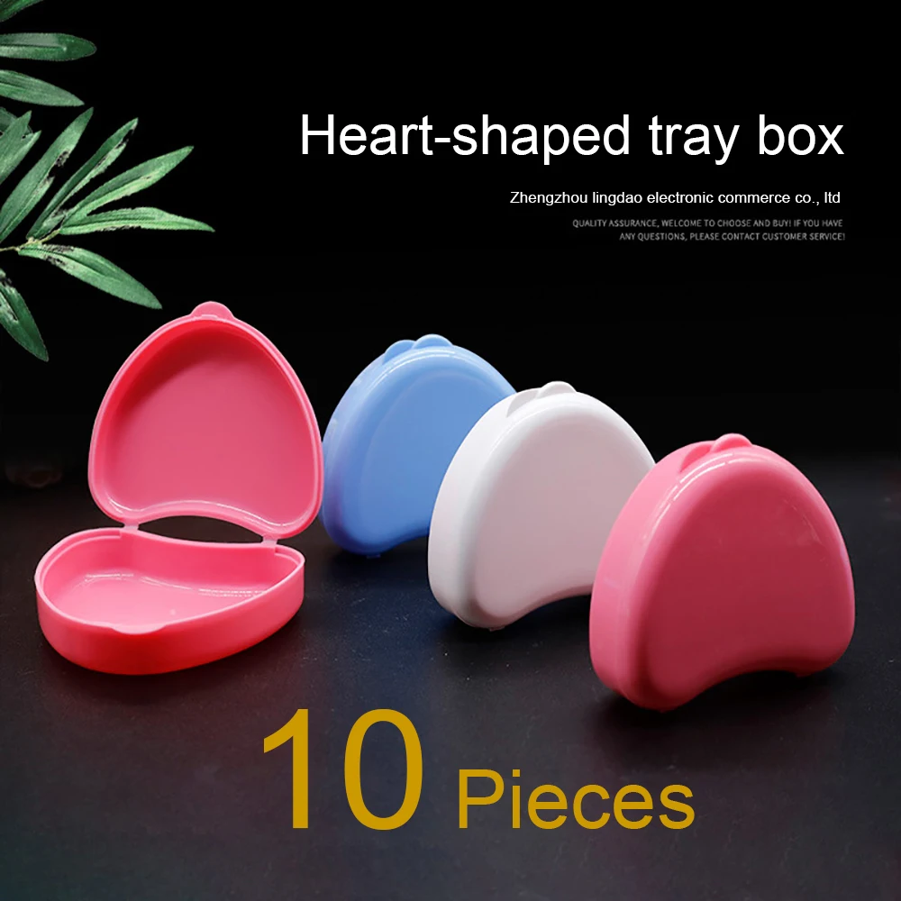 

10 pcs Tray Storage Box Heart-shaped Braces Storage Blue Pink White Environmental Protection Material Food Grade Plastics