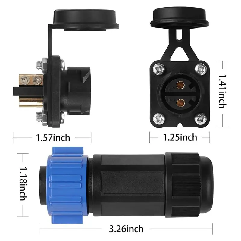 2X Trolling Motor Plug Set,12V/24V/ 36V/48V Plug For Down Rigger/ Fishing Reel Waterproof Marine Boat DC Power Connector-N31R