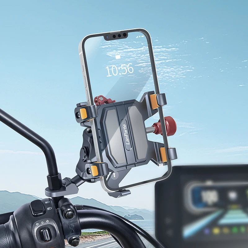 Motorcycle Phone Holder Aluminum Alloy Anti Vibration Handlebar Bar Clamp 360 Degree Rotating Anti Shake Universal Rider Bracket