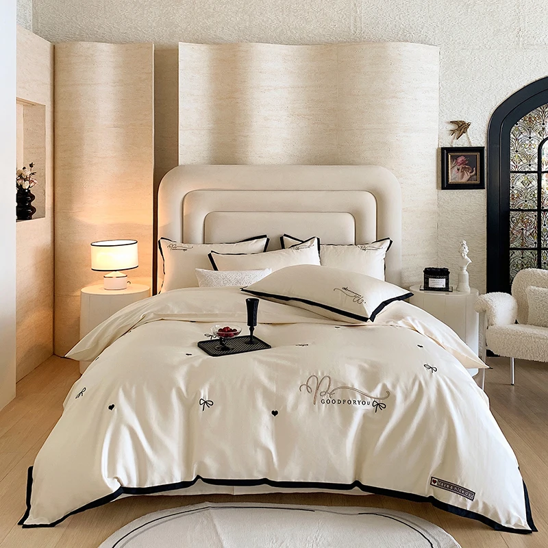 

4pcs Xinjiang 200 Count Long Stand Cotton 100% Cotton 2024 New Duvet Cover Master Bedroom Premium Bedding 200x230 220x240