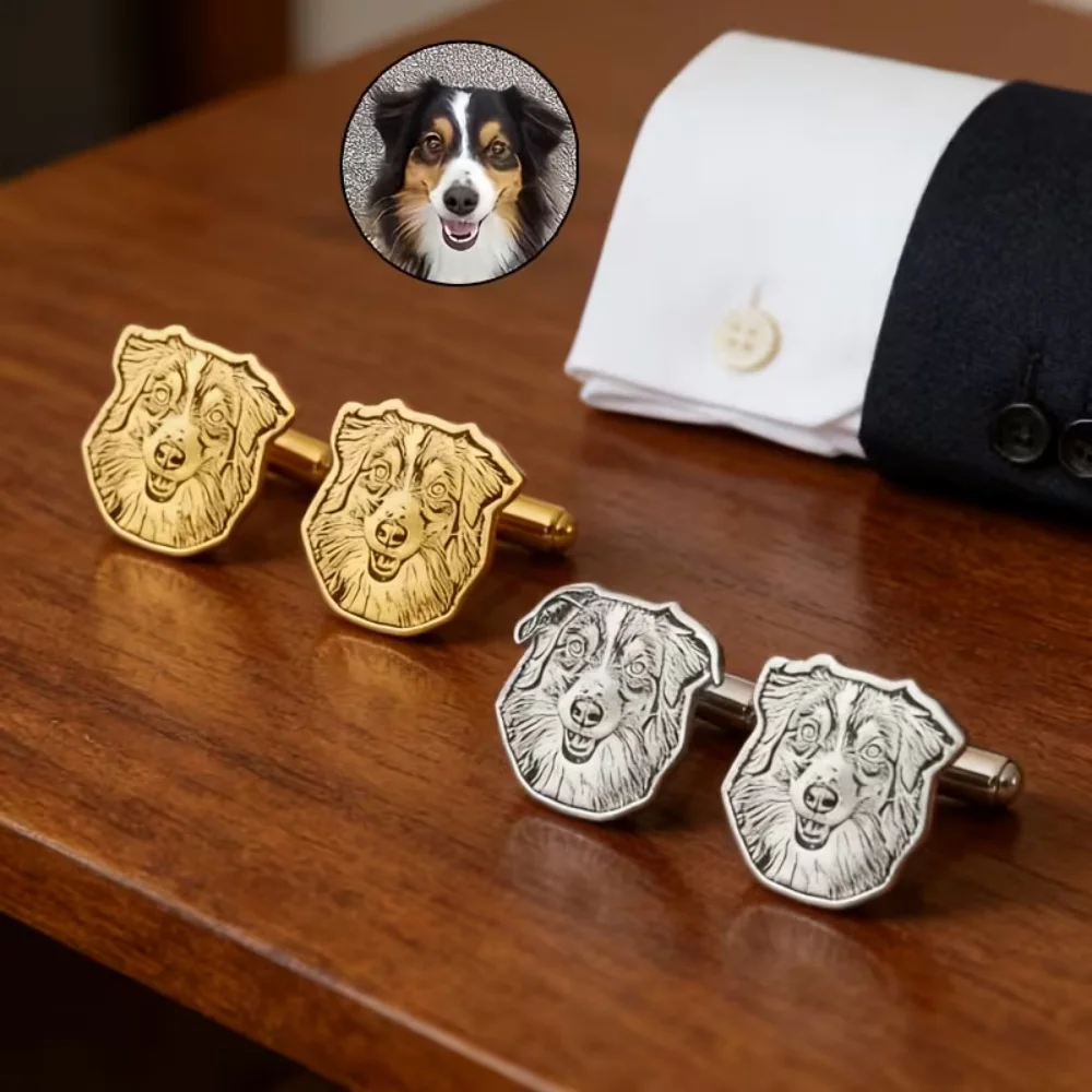 

Personalized Photo Custom Cufflinks Custom Pet Portrait Stainless Steel Cufflinks Valentine's Day Gift Wedding Anniversary Gifts