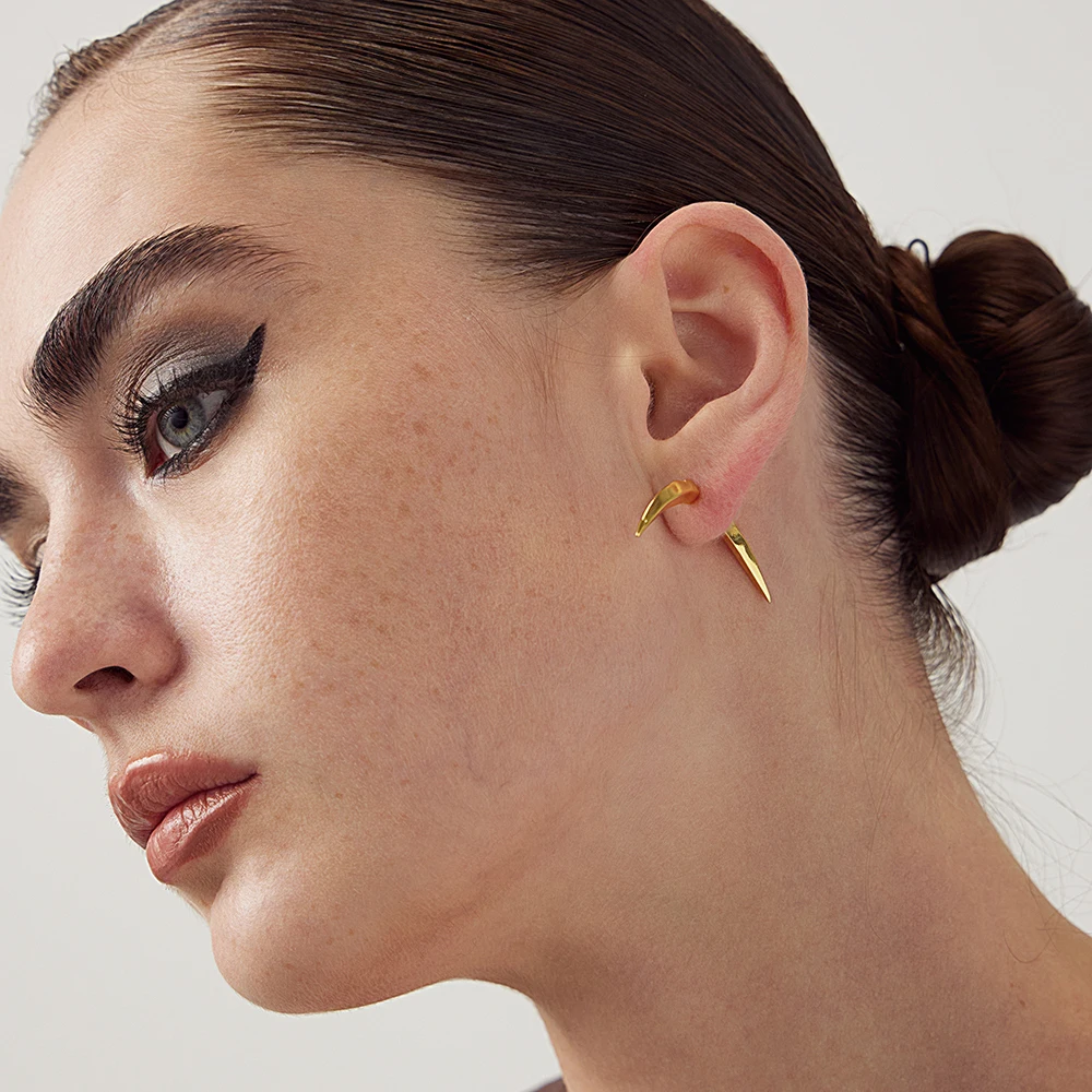 

ENFASHION Pendientes Punk Blade Stud Earring For Women Gold Color Earrings Birthday Fashion Jewelry Dropshipping E221462SG