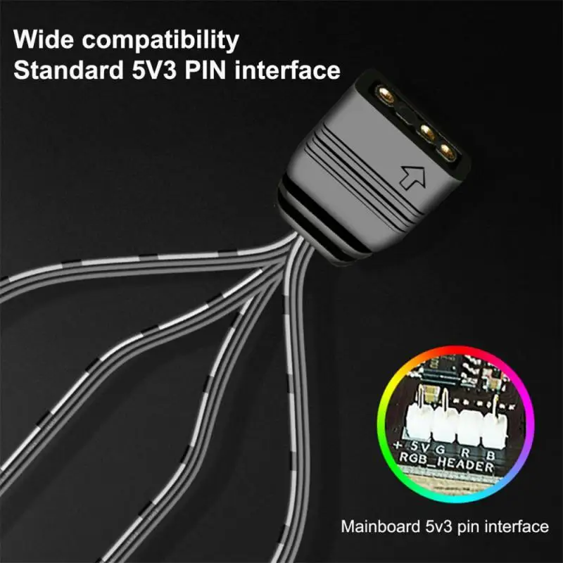 to 2/4 Computer Cooling Fan Cable 5V 3 Pin CPU ARGB HUB Extension Cable Compatible for ASUS MSI Gigabyte Huaqing Mainboard