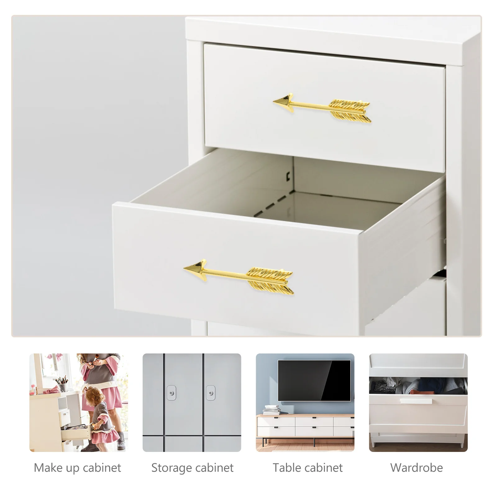 

4 Pcs Arrow-shaped Handle Drawer Pulls Handles for Kitchen Cupboards Closet Knob Zinc Alloy Cabinet