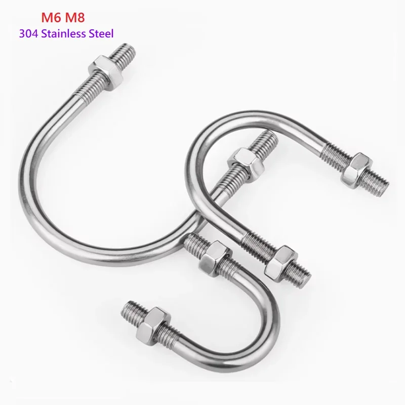 

M6 M8 304 Stainless Steel Clamp U Bolt U Screw With Nuts Hoop Horse 1Set