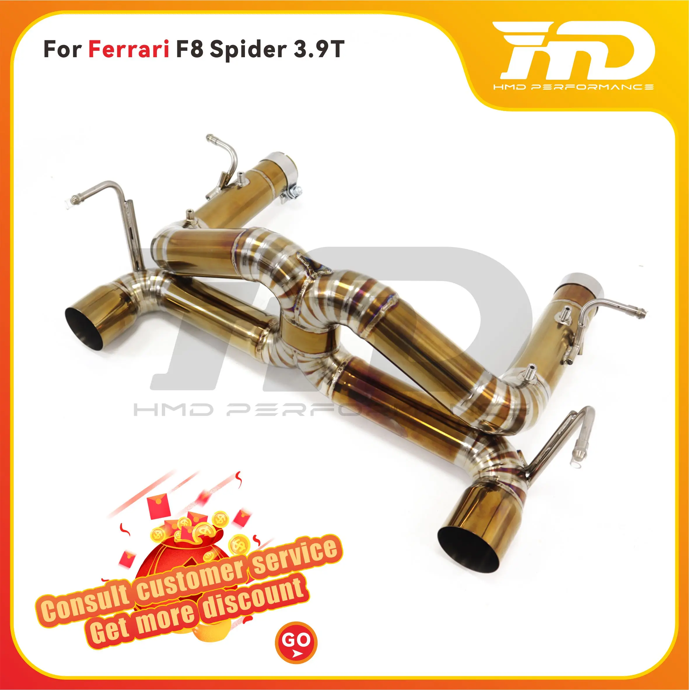 

HMD TItanium Alloy Catback for Ferrari F8 Spider 3.9T Exhaust Systems High Performance Tips without Valve