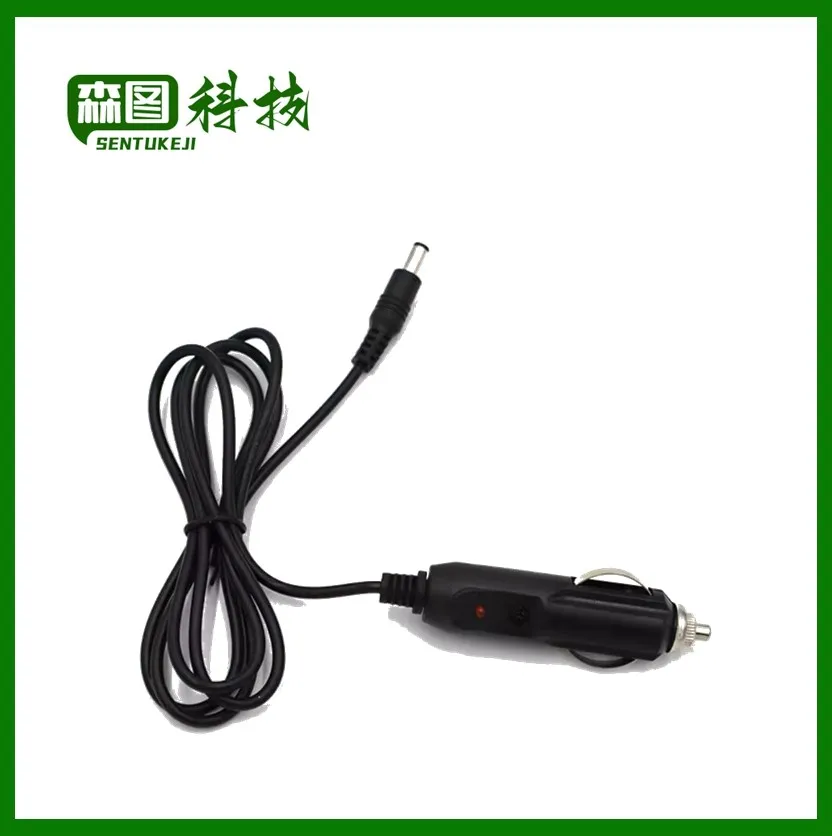 Car Cigarette Lighter 5.5*2.1mm Plug Cigar Power Connector Fused With Light LED With 1.5m Wire Cable End Caps