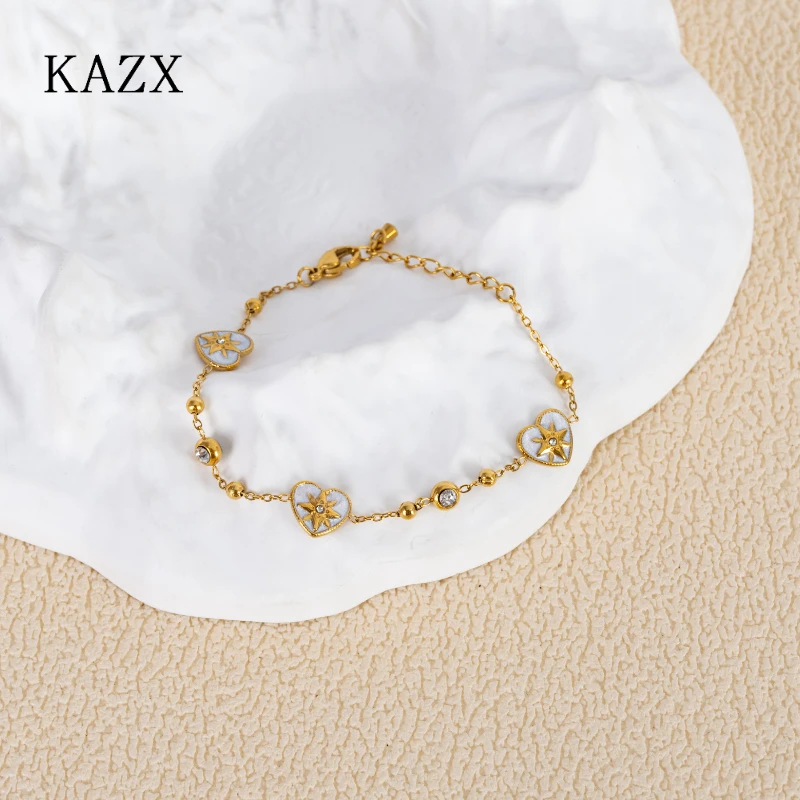 pulseira-estilo-frances-kazx-com-estrela-e-coracao-delicados-em-aco-inoxidavel-banhado-a-ouro-com-esmalte-e-zirconia-para-uso-diario-﻿