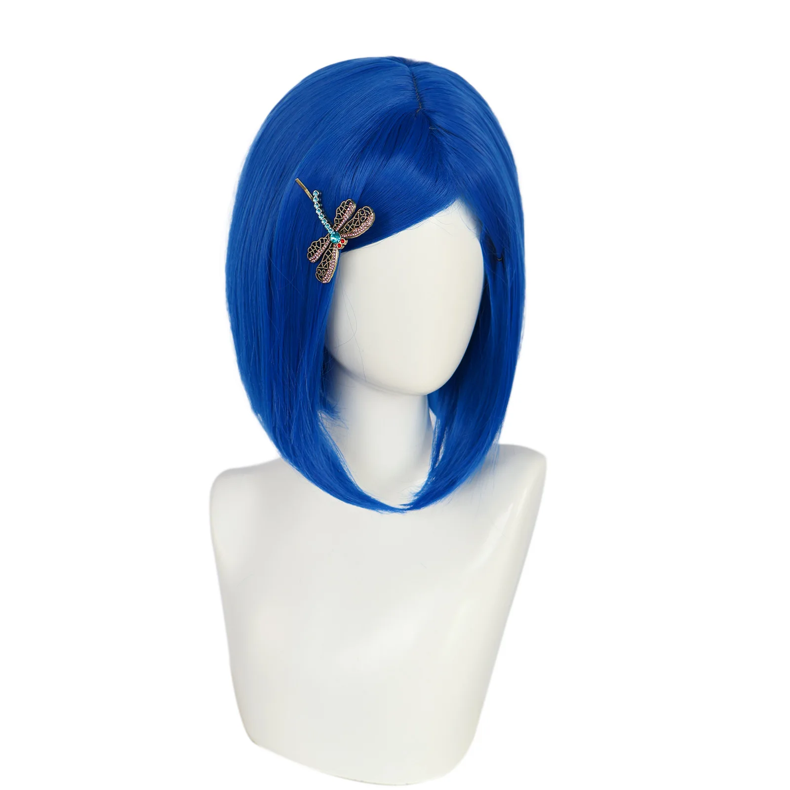Disfraz de Halloween fiesta película Coraline Cosplay Bob peluca azul sintética recta corta con horquilla