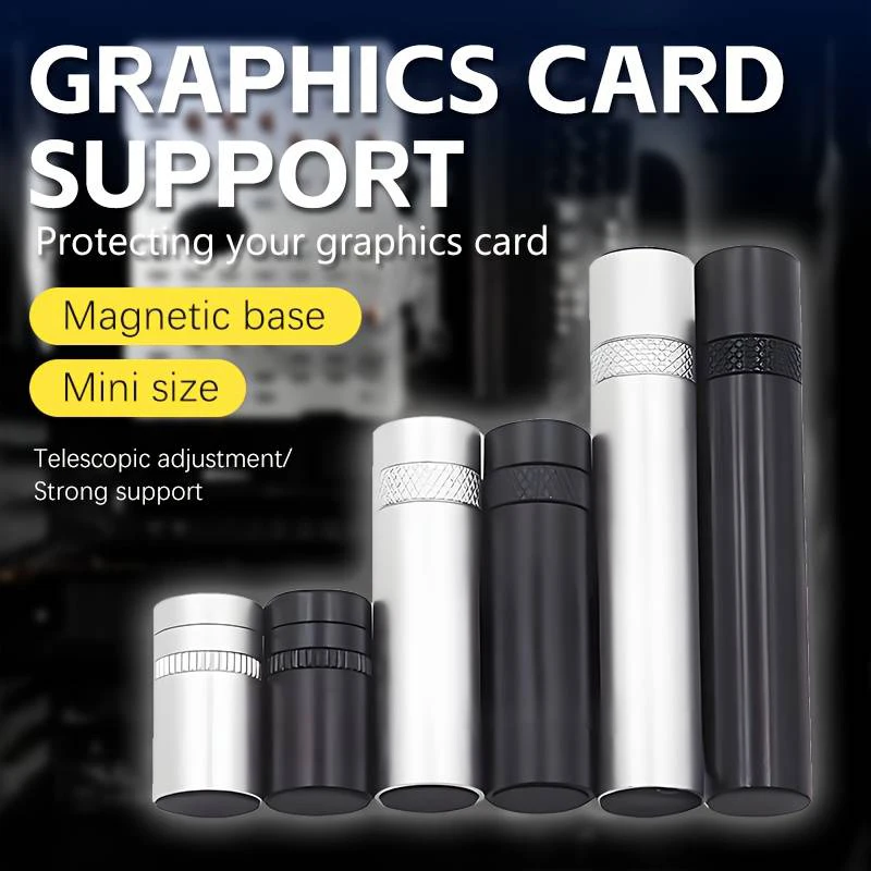 Aluminum GPU Holder Vertical Telescopic Rotating Stand Strong Magnetic Bracket Video Card Holder Graphics Card Bracket 27-120mm