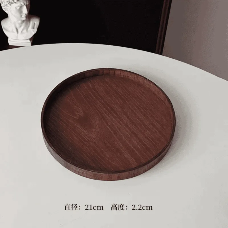 

Поднос для торта в стиле ретро, деревянный бытовой поднос для чая Dim sum, кофейня, круглый поднос для чая Dim sum