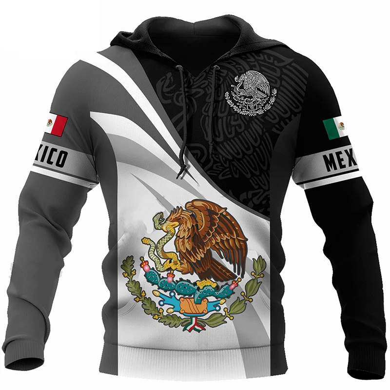 

Mexico National Flag Print Hoodies For Men Fashion 3D Eagle Pattern New in Sweatshirts Hip Hop Harajuku Oversized Pullover