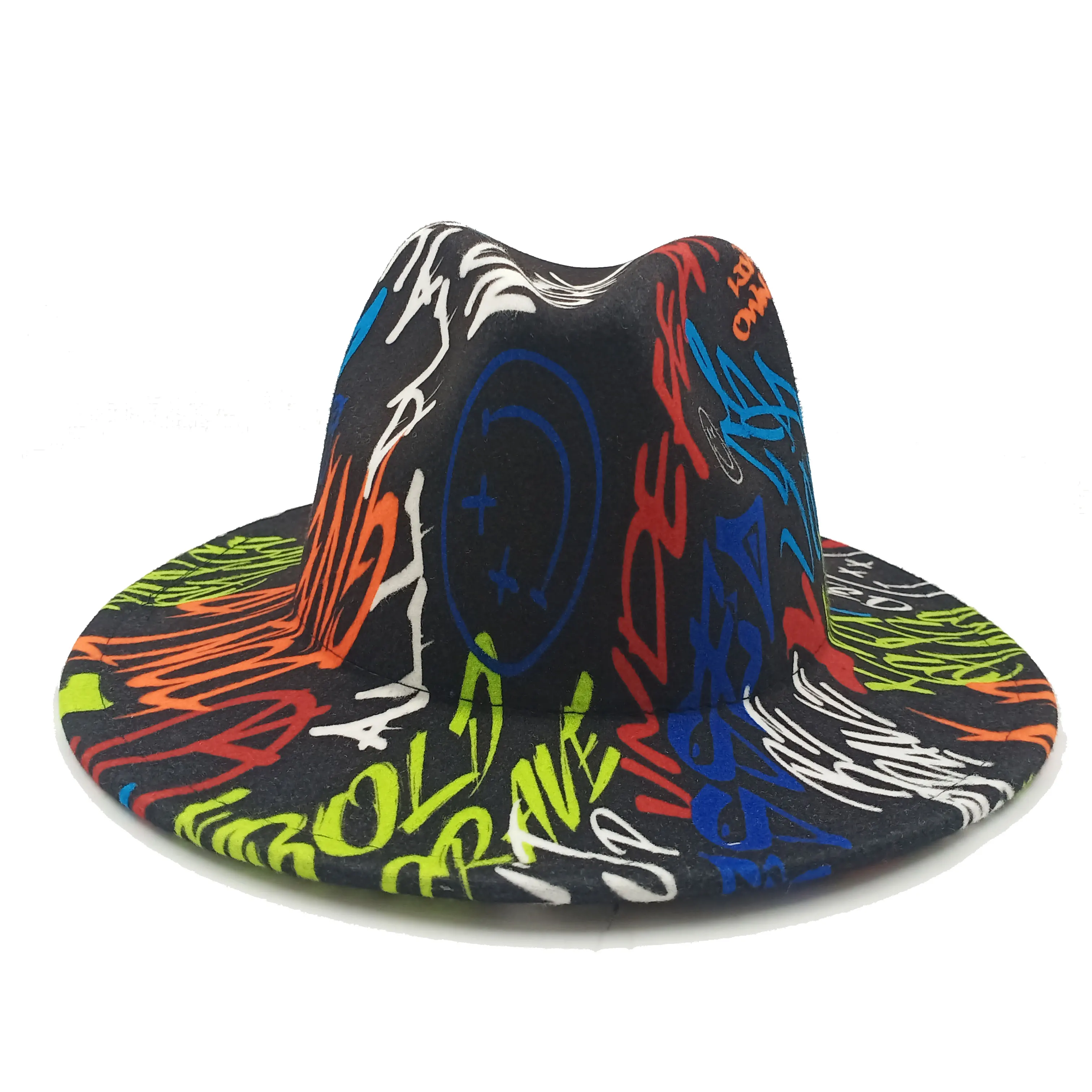 Free shipping Women\'s hat wide-brimmed hat Fedora hat autumn winter men retro fashion tie-dye felt jazz Panama hat wedding hat