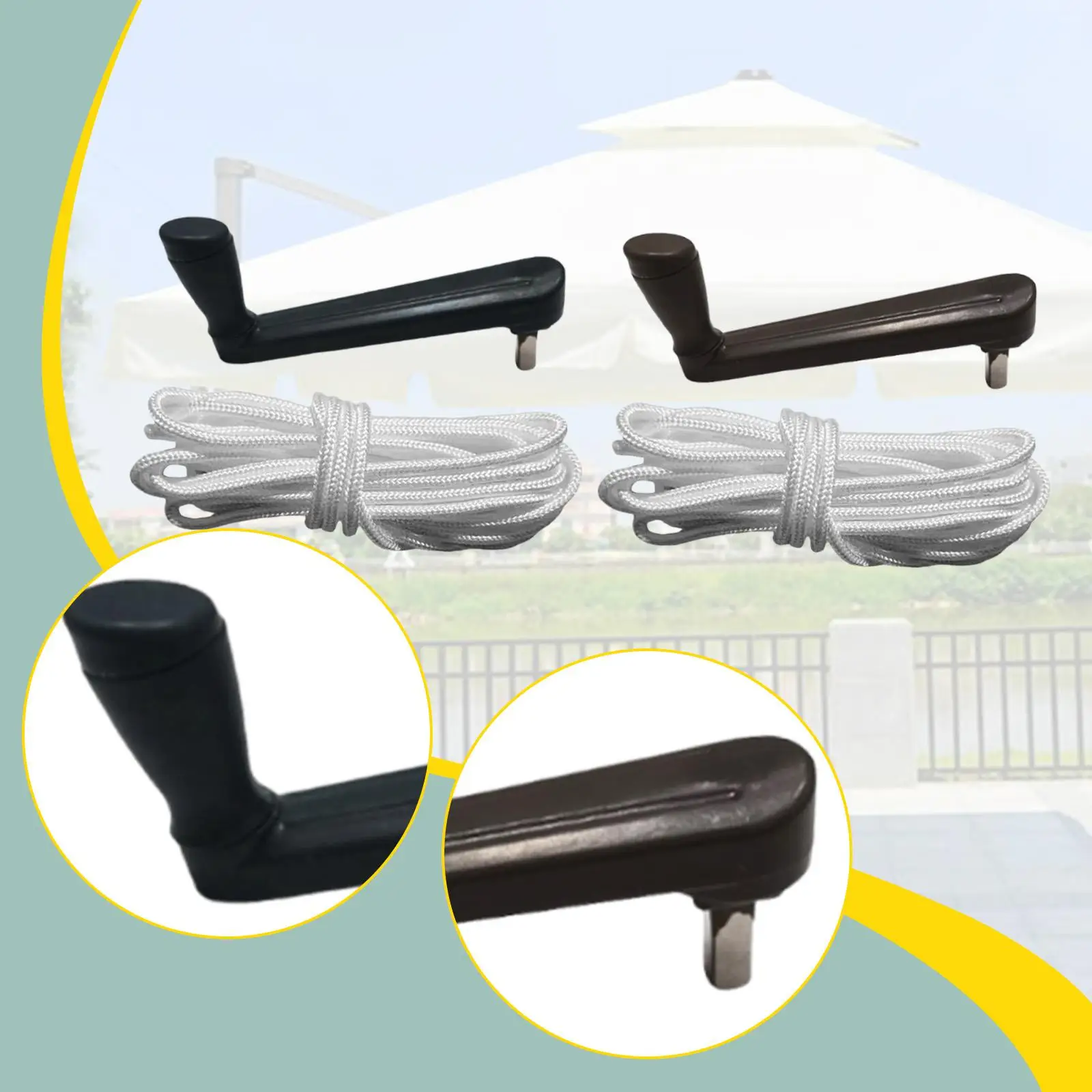 

Crank Handle Replacement with 134 inch Rope Balcony Assembly Lawn Outdoor Patio