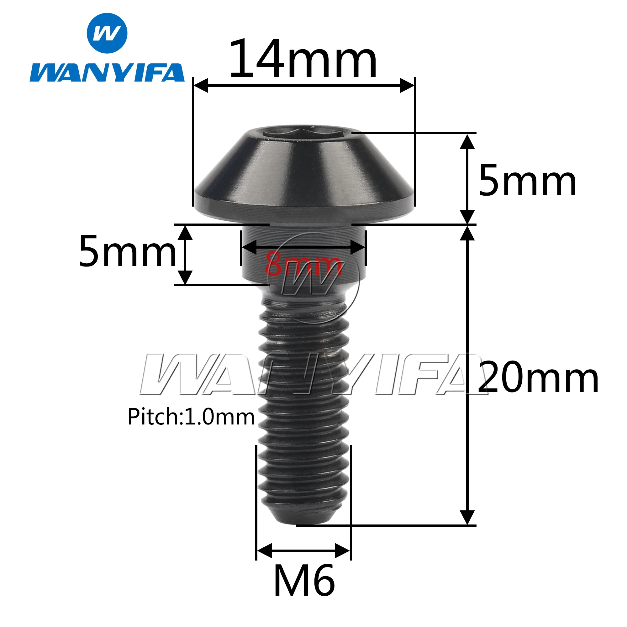 Wanyifa Parafusos de titânio M6x20/25mm Parafusos de cabeça sextavada para freios de motocicleta Yamaha 6 peças