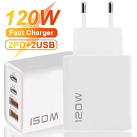 PD 120W USB C Fast Charger for iPhone 15 16 Pro Samsung Xiaomi Huawei Wall Adapter Fast Charging EU US UK Plug Phone Charger