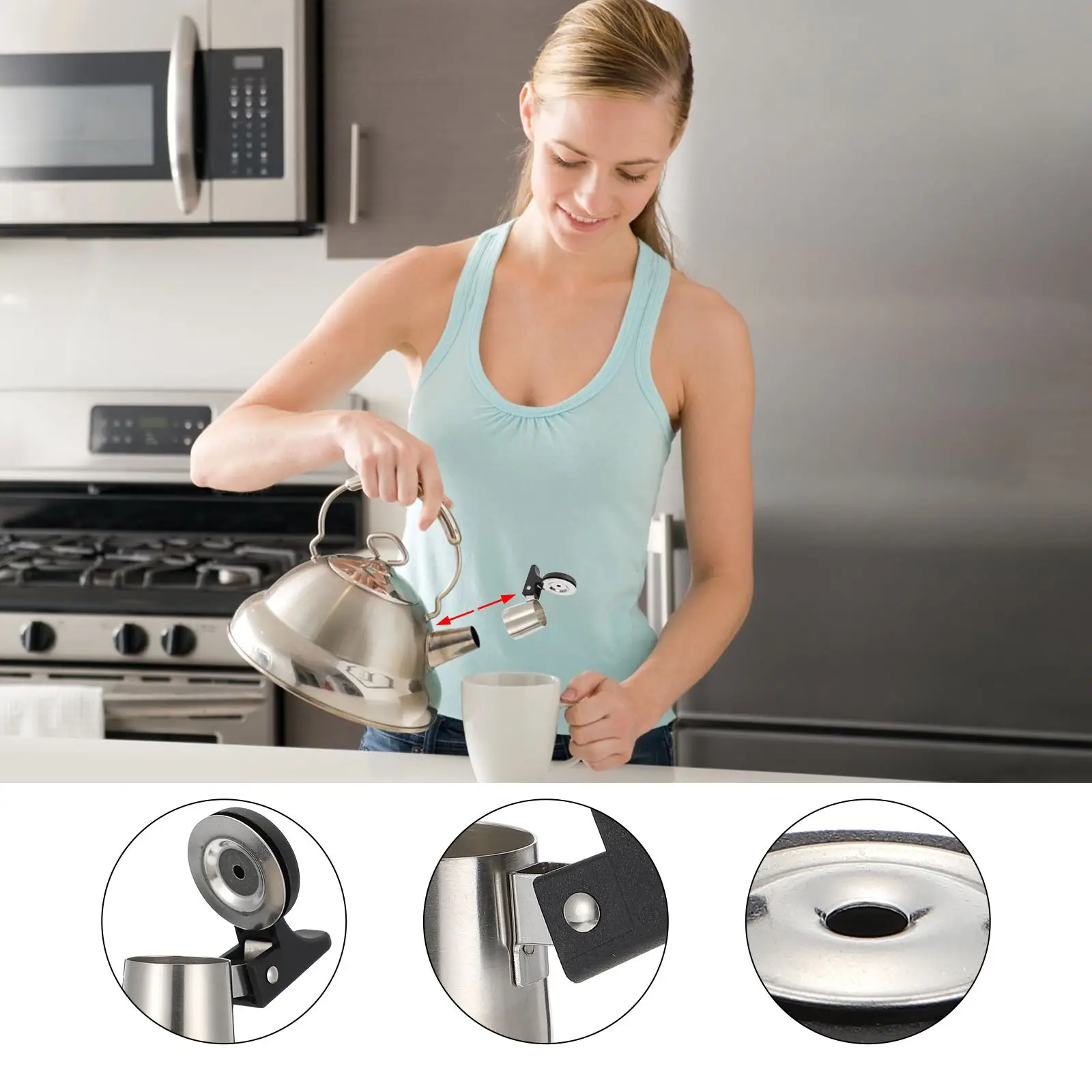 

2 Pcs Mingyin Kettle Accessories Silver Whistle Whistles Foldable Whistling Blowing Plastic Tea Nozzle