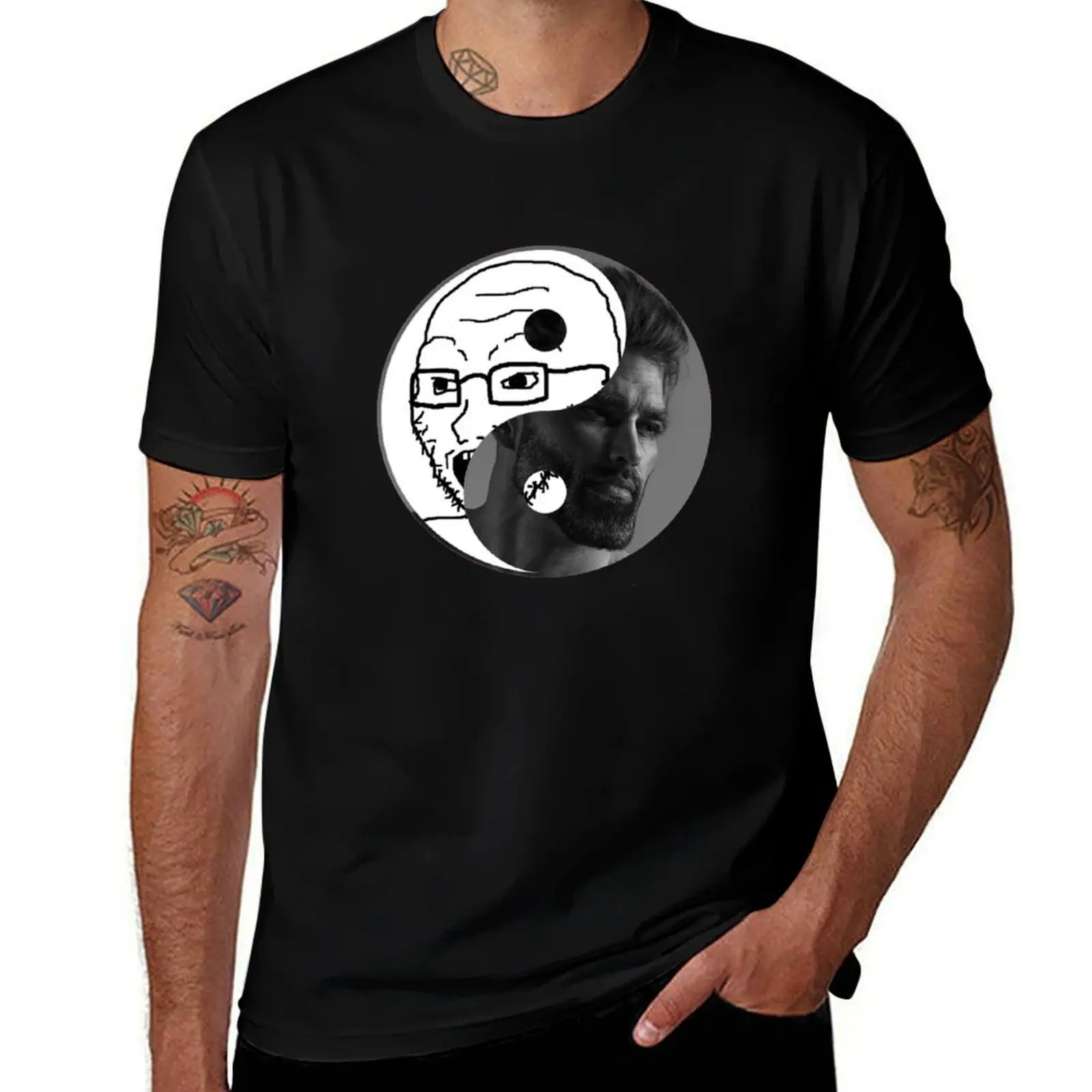 CHAD YIN YANG WOJAK SOY BOY CRINGE DOOMER ZOOMER T-Shirt quick drying graphic tee shirt Short sleeve tee men