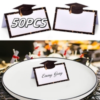 50-10PCS Bachelor Cap Printed Seating Number Table Card Seat Name Place Card 2025 Congratulations Graduation Party Greeting Card