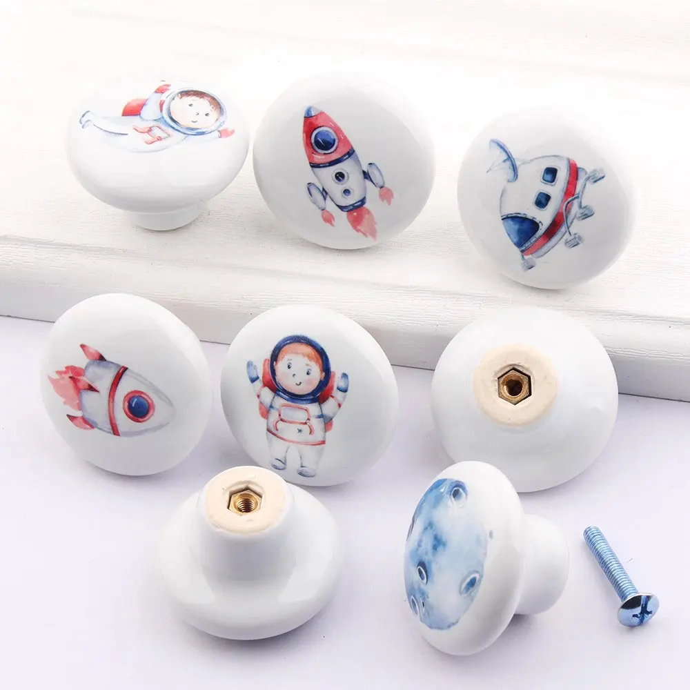 Round Knobs for Cabinets and Drawers White Ceramic Dresser Closet Handles Cute Cabinet Pulls Handle for Children's Room 1 Piece