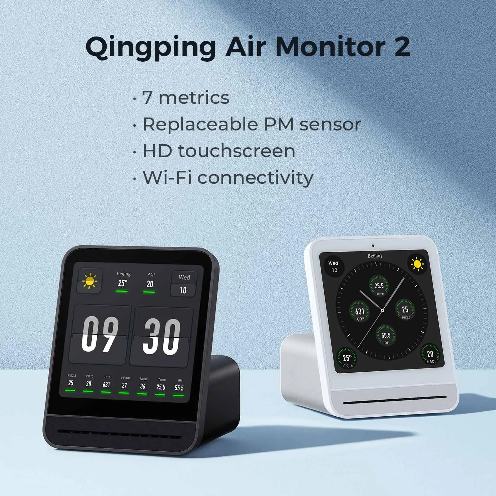 Qingping Air Quality Monitor 2nd Smart Home 4'' Touch Screen Temperature Humidity Sensor TVOC CO2 PM2.5 Detector For Mijia App