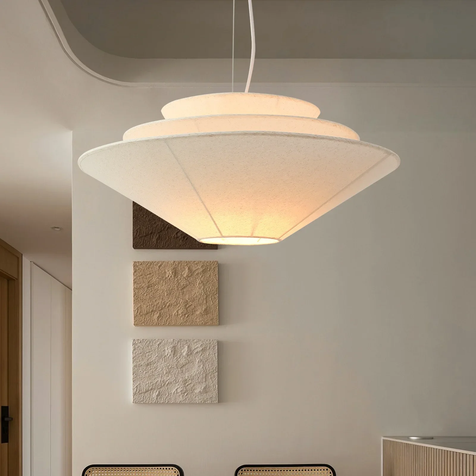 Nordic Fabric Led Pendant Lights Art Living Dining Room Bedroom E27 Decor Chandeliers Lighting Bar