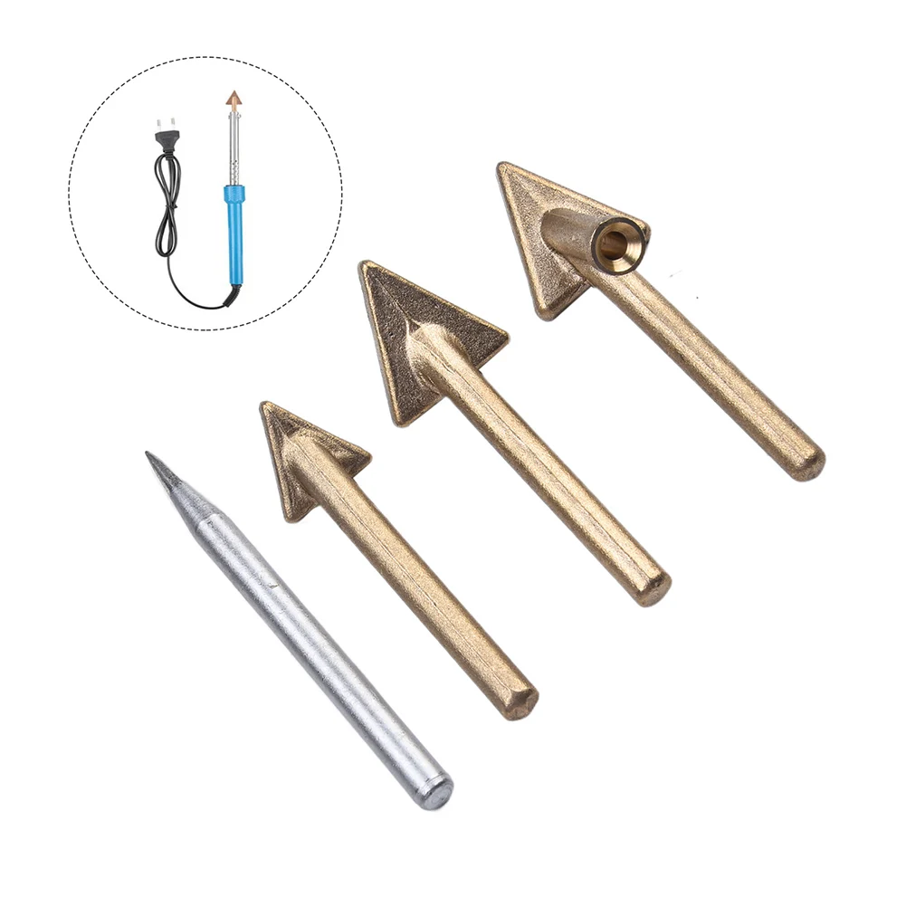4pcs Replacement Tips With Soldering Iron Tip 0.22inch/5.6mm Triangular Copper Head Welding Tools Replacement Accessories