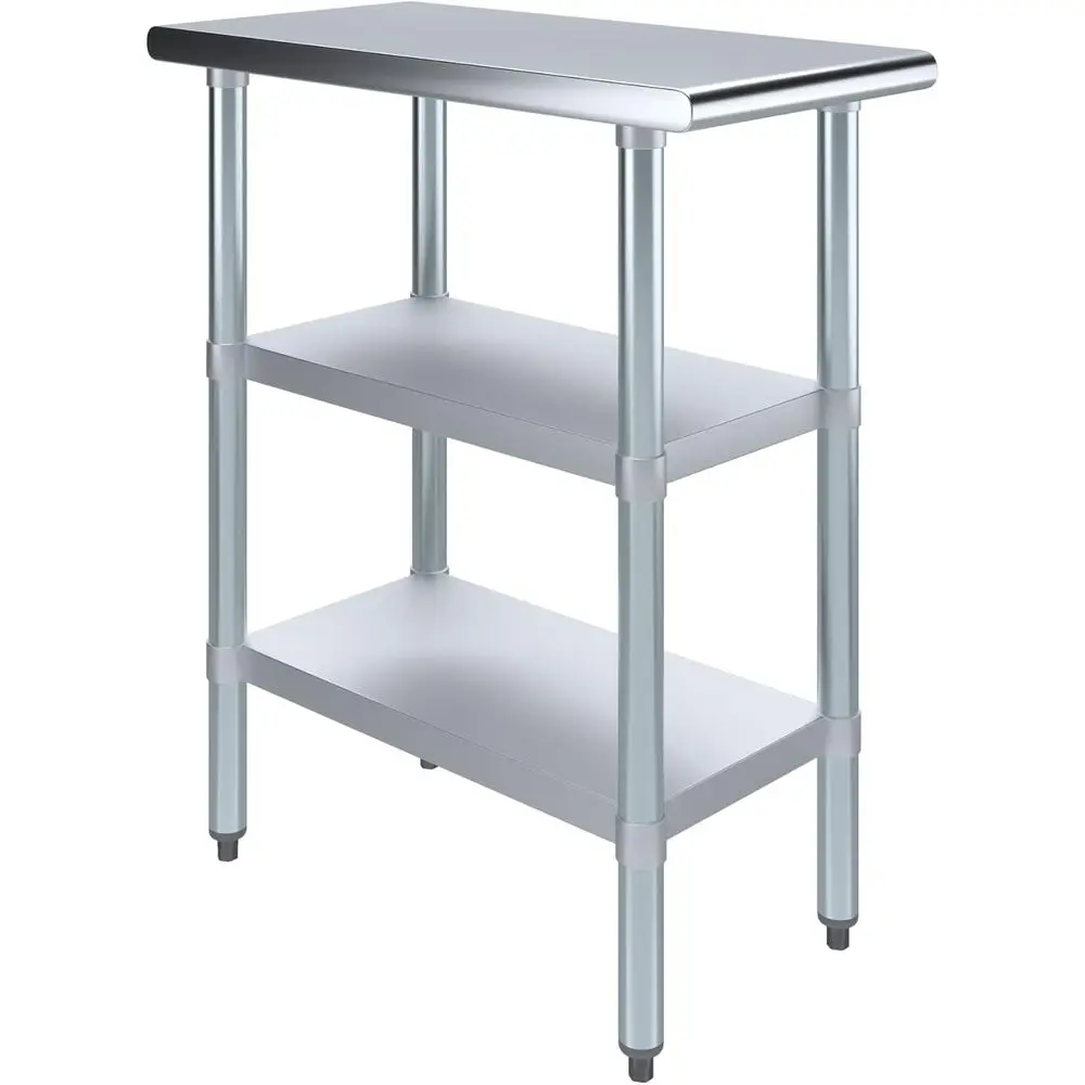 

Рабочий стол из нержавеющей стали шириной 30, глубиной 15, с 2 полками — металлическая станция для приготовления пищи, сертифицированная NSF для рекламы и остановки