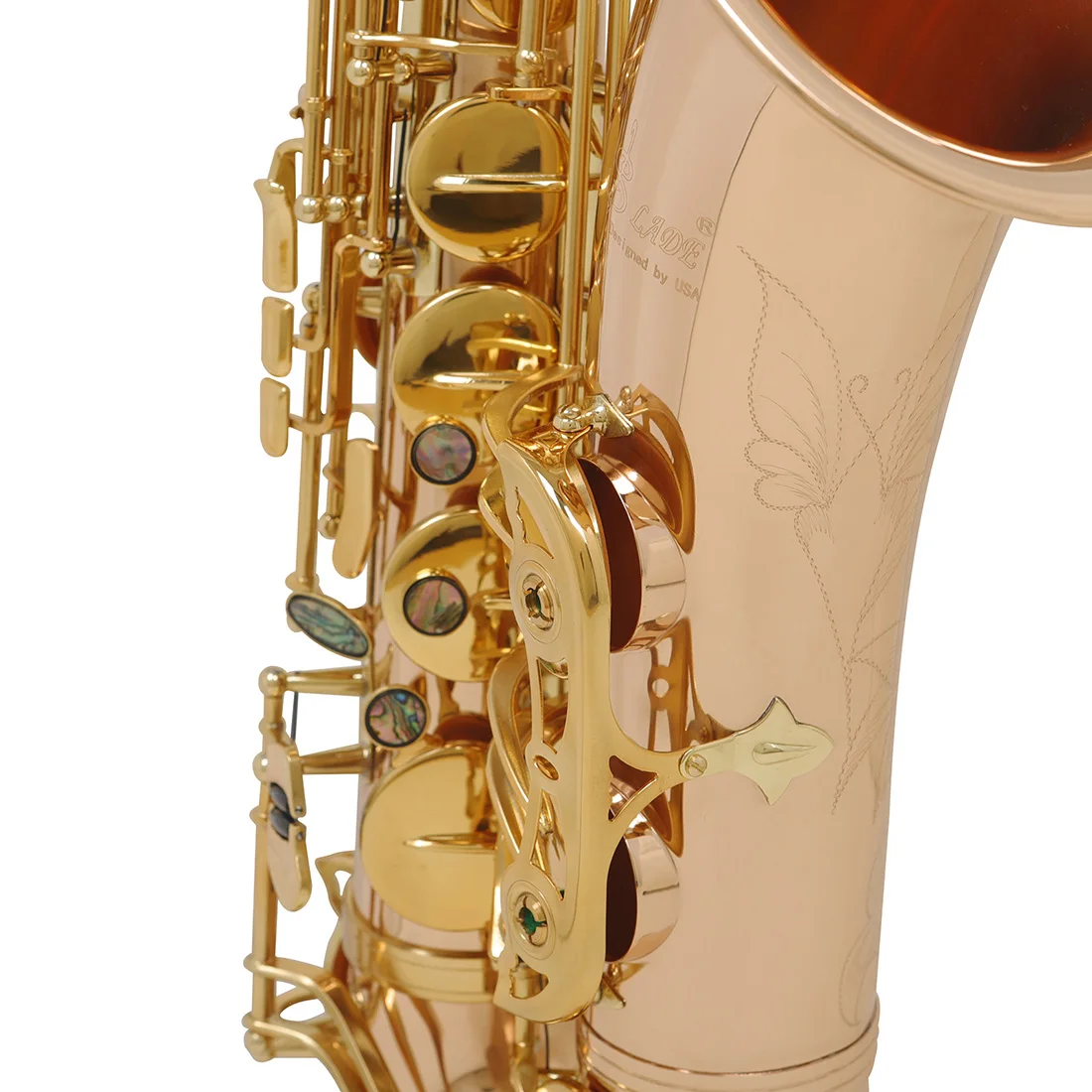 SLADE Bb saxofón Tenor estilo oro rosa B, juego de saxofón Tenor plano con estuche de transporte, boquilla, cepillo de limpieza, accesorios