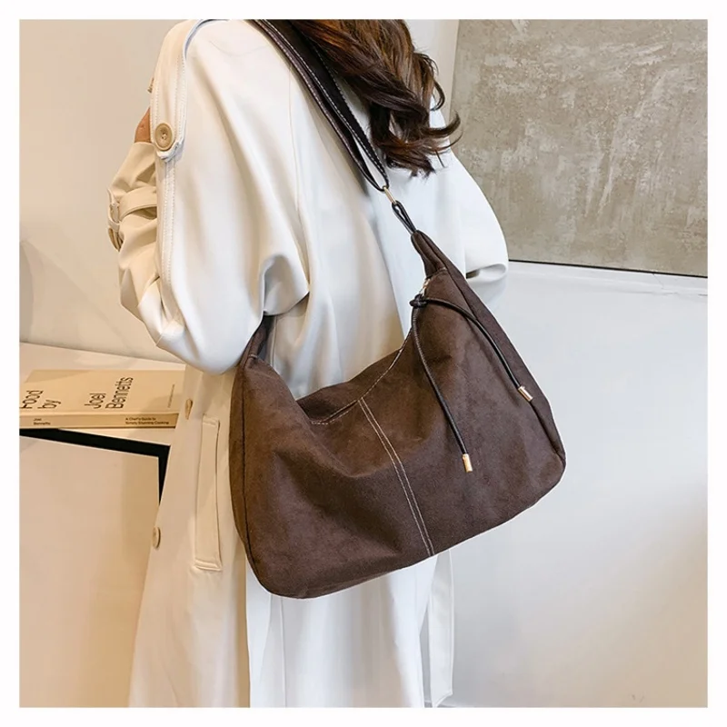 بو الجلود ركاب أزياء خمر عارضة حمل حقيبة أنيقة حقائب كروسبودي للنساء الملمس مزاجه سعة كبيرة #5