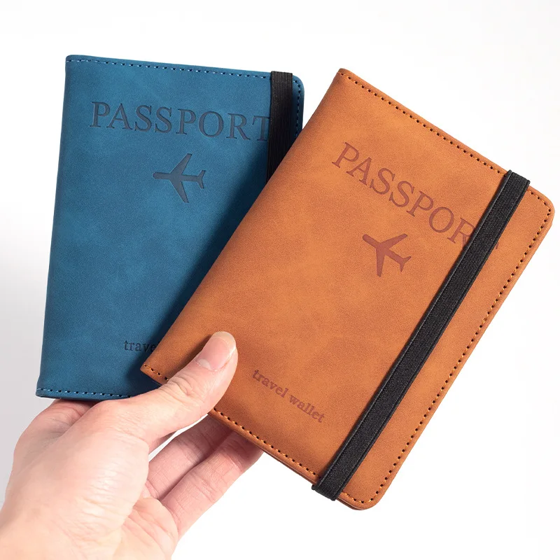 PU Leather Passport Holder with SIM Business ID Credit Card Slot RFID Blocking Passport Cover Case Multiple Card Slots Passport